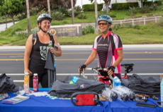 Bikers at info table