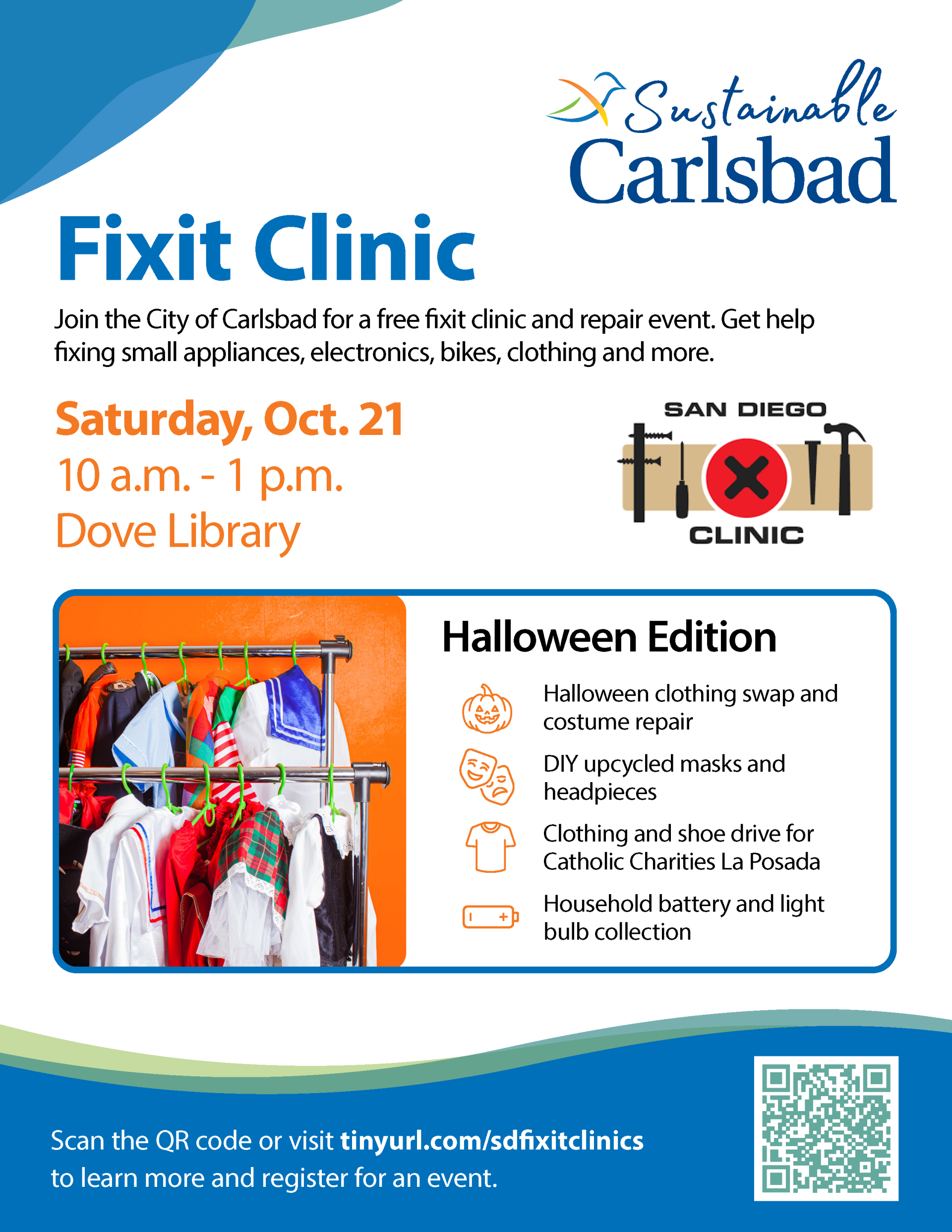 Fixit Clinic flier Saturday, Oct. 21