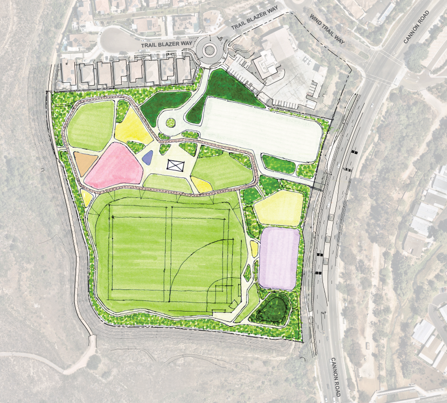 An image of a park concept drawing for Robertson Ranch Park.