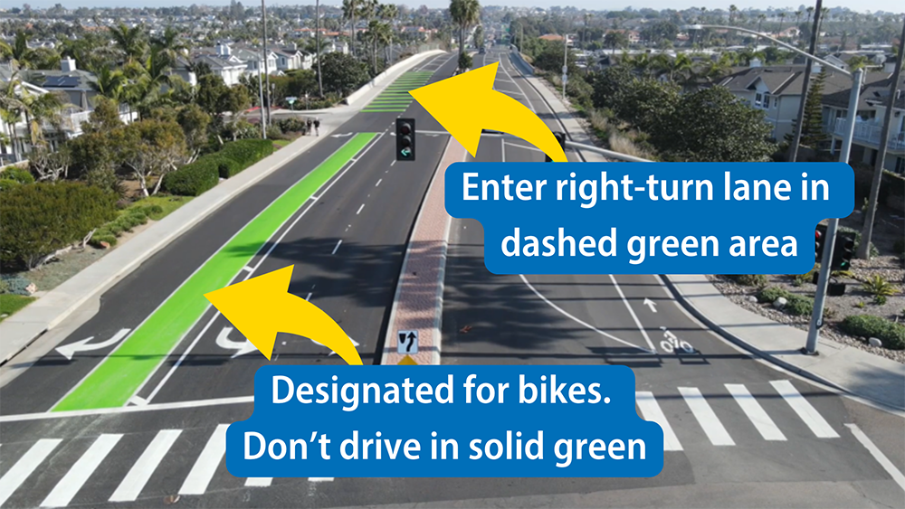 Street striping green bike lanes graphic