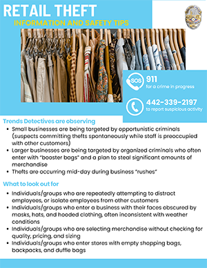 Retail Theft Safety Tips flyer