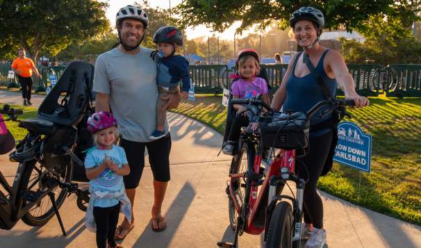 Photo of a family at the TGIF bike valet