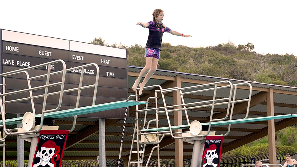 girl on diving board